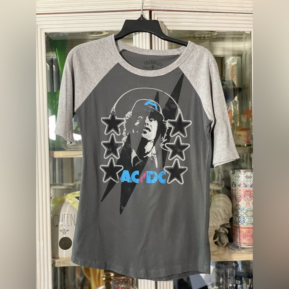 Rockware AC/DC t shirt grey fitted women’s large